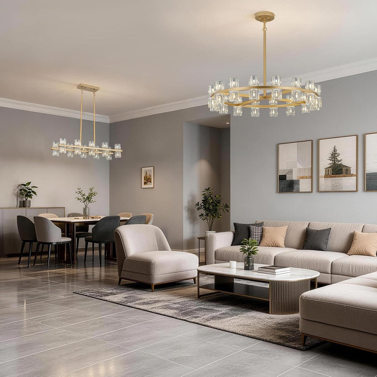 Candelabro cristal 32 luces 33pulg redondo para comedor