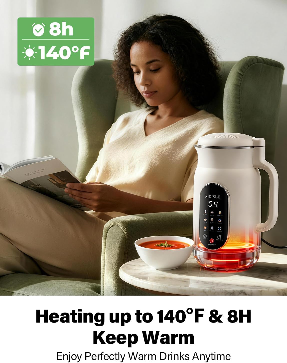 Máquina leche nuez 51oz 10en1 calienta 140°F tactil