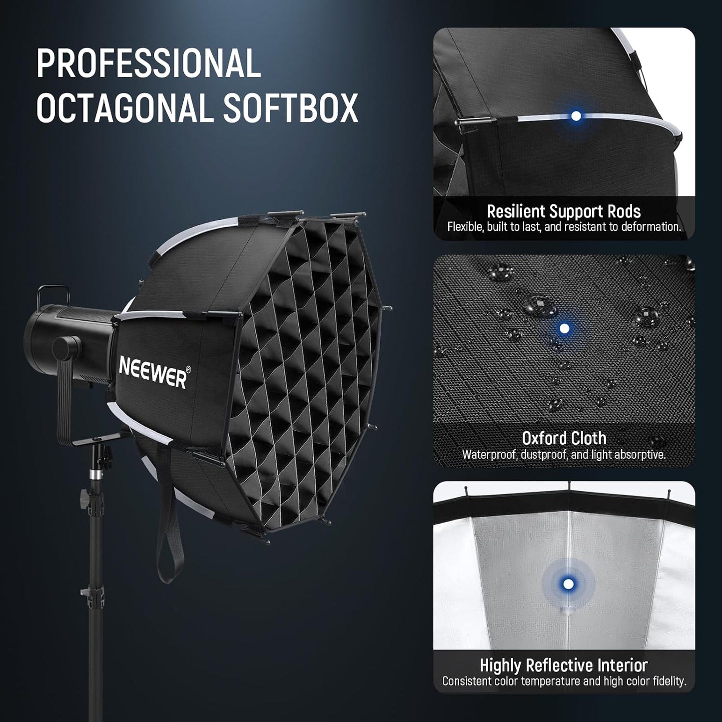 Kit Softbox Octagonal 17.7pulg Difusores Luz Estudio Video