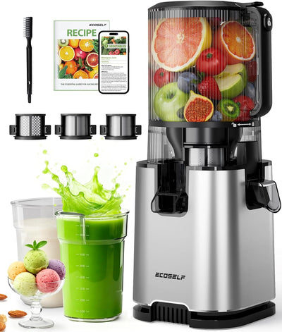Exprimidor con 3 filtros tolva 6pulg para frutas y verduras