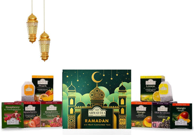 Caja de regalo de Ramadán Ahmad Tea con 60 bolsitas de té negro y verde surtido