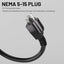 2 Cables 14/3 6pies Negro Repuesto NEMA 5-15P