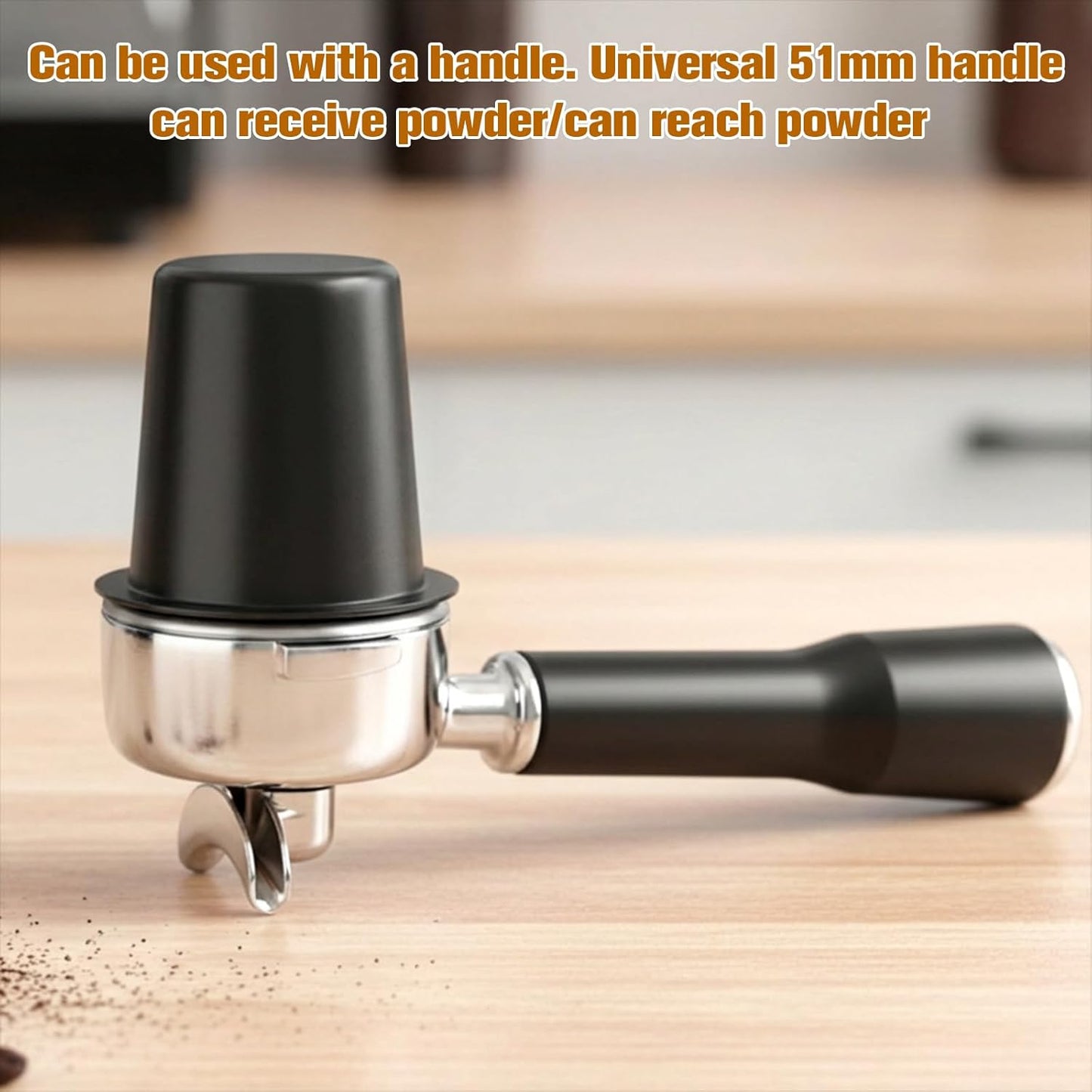 Copa dosificadora café acero inox para molinillo negro