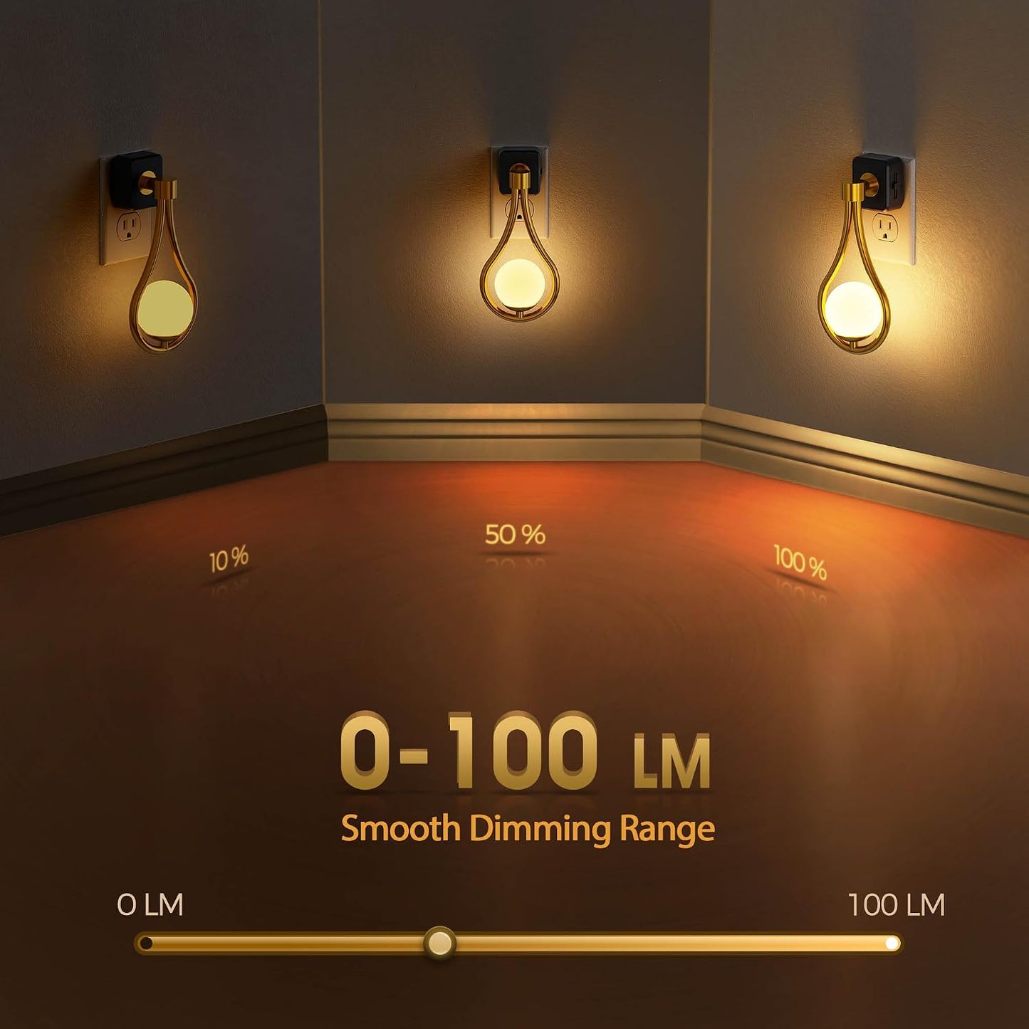 Luz nocturna LED regulable 0-100 lm rotación 330°