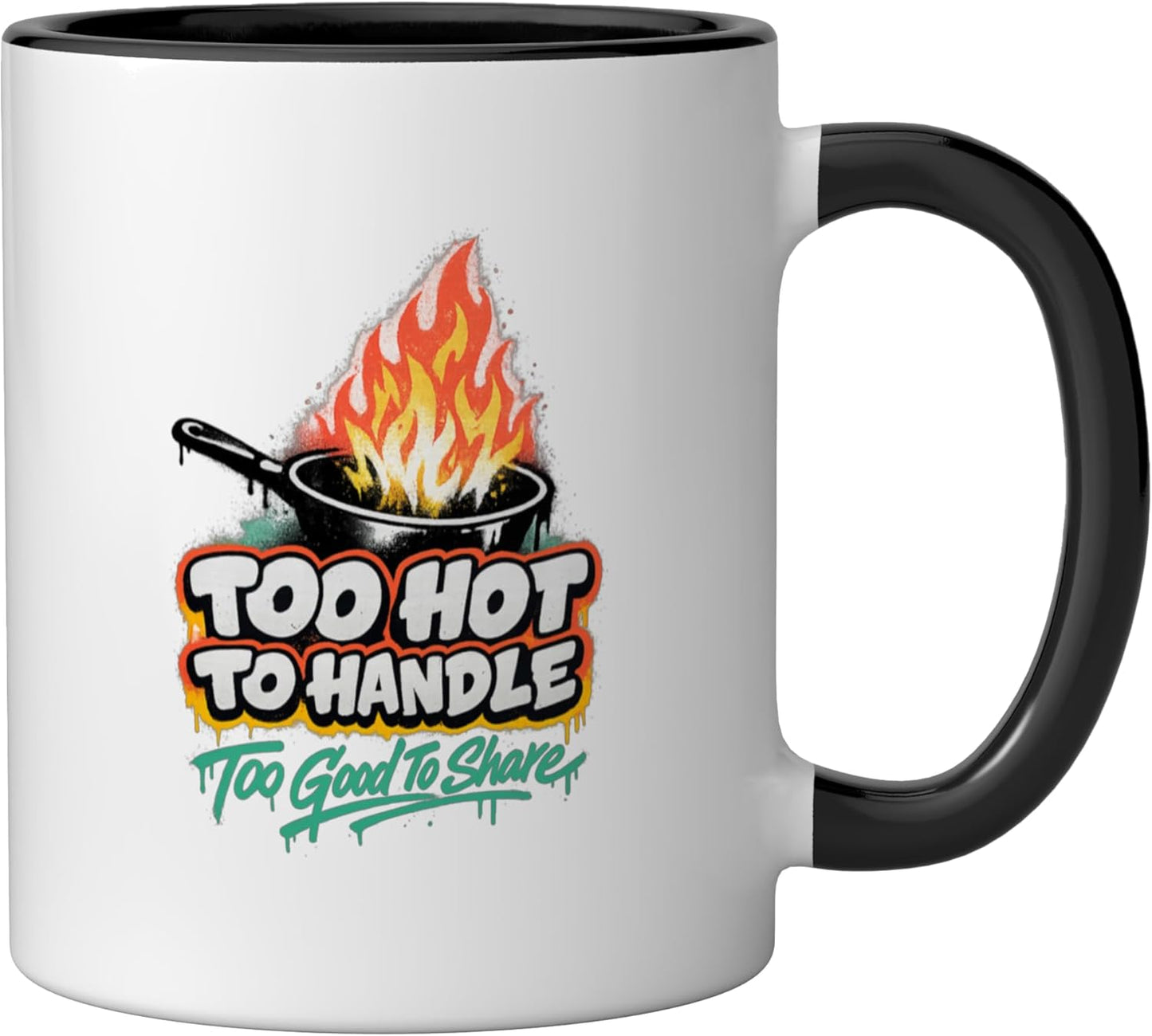 Taza cerámica Too Hot to Handle negra/blanca