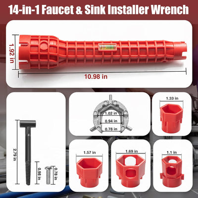 Llave multifuncional 14en1 para fregadero grifo rojo