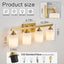 Lámpara baño 4 luces dorada vidrio blanco lechoso E26