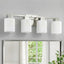 Lámpara baño 4 luces níquel cepillado pantalla mármol blanco E26