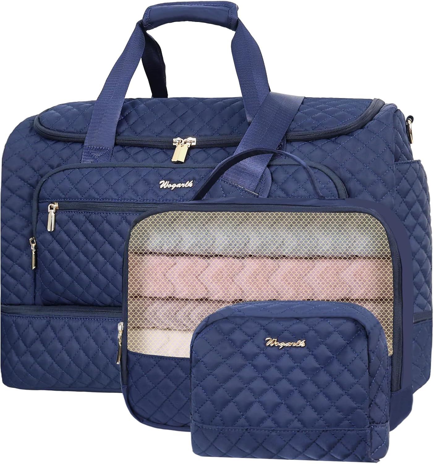 Bolsa viaje 3 Pzas para mujer azul oscuro