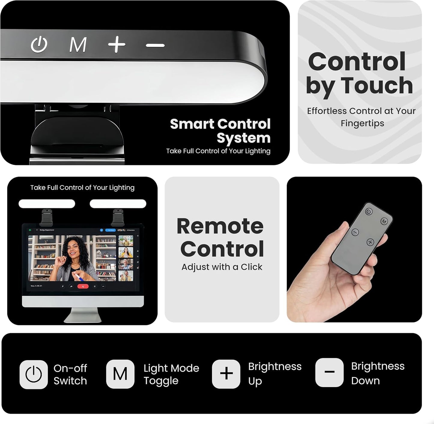 Lámpara monitor USB con control remoto y luz ajustable