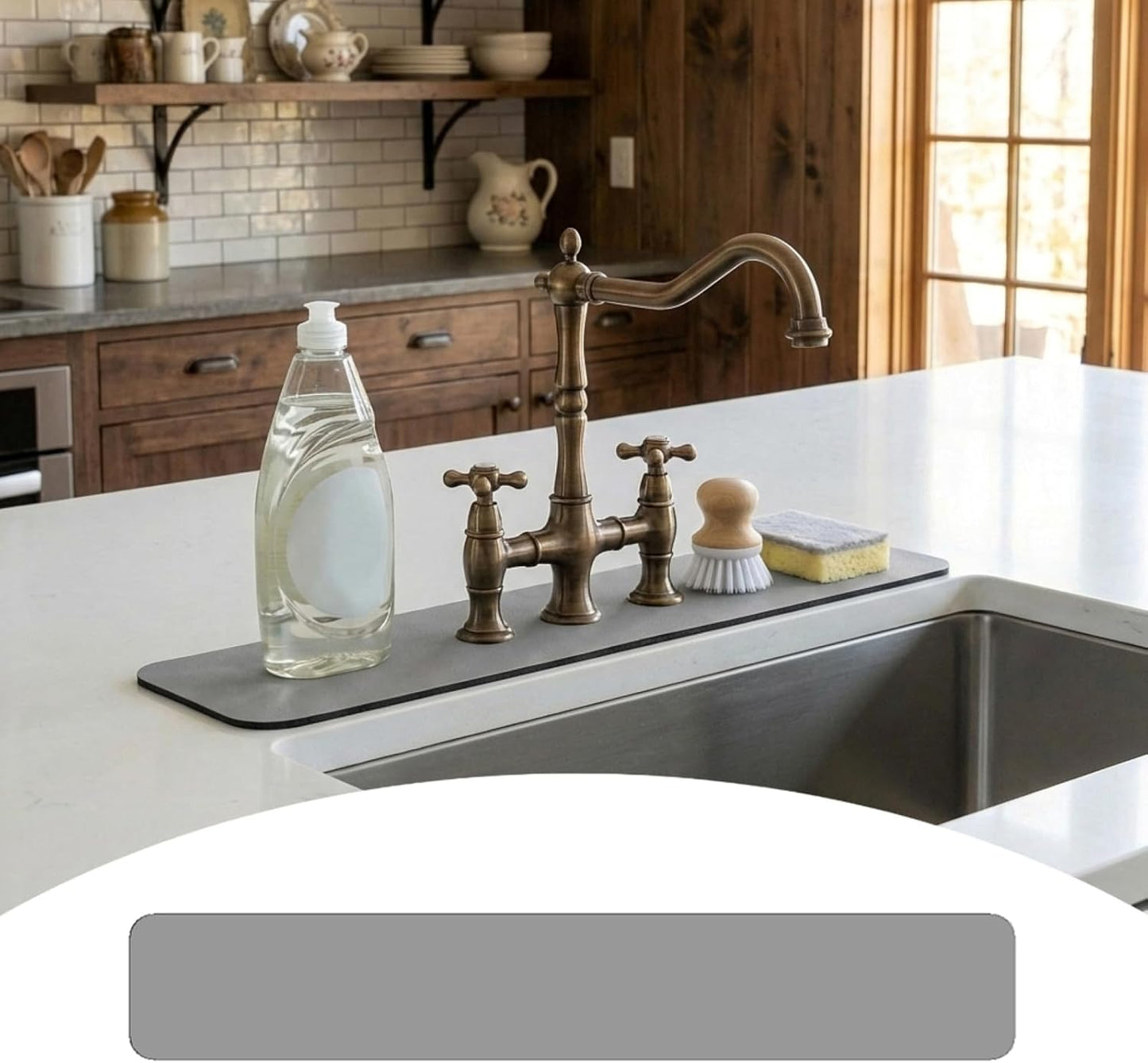 Alfombrilla fregadero cocina 24x4pulg gris adaptable