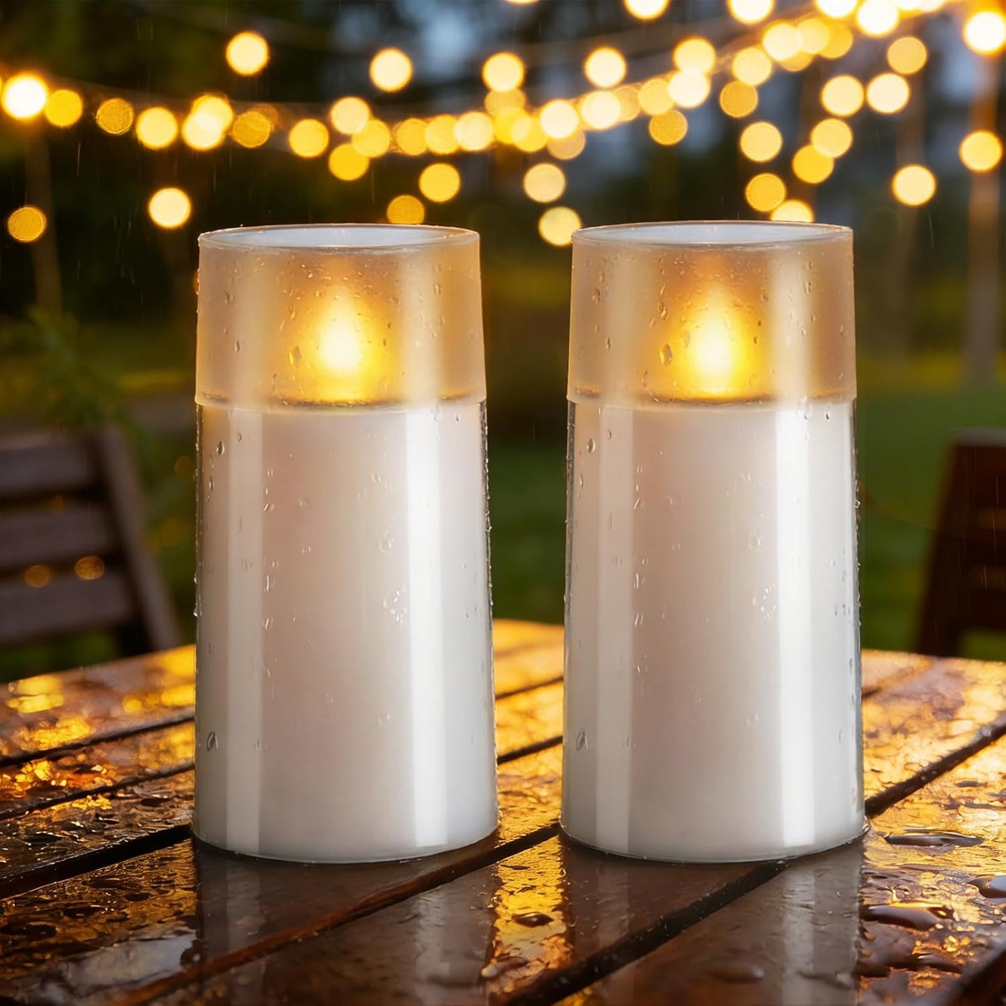 Velas solares LED impermeables 3x6pulg sensor atardecer exterior