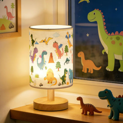 Lámpara mesa infantil dinosaurio madera 3 niveles