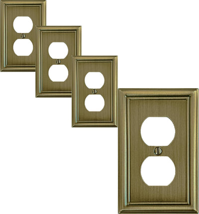 Placa pared metal interruptor luz dúplex set 4 latón antiguo