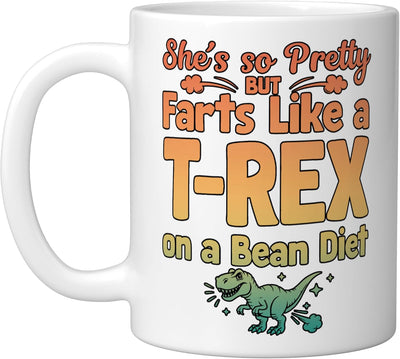 Taza Cerámica Blanca con Dibujo de T-Rex