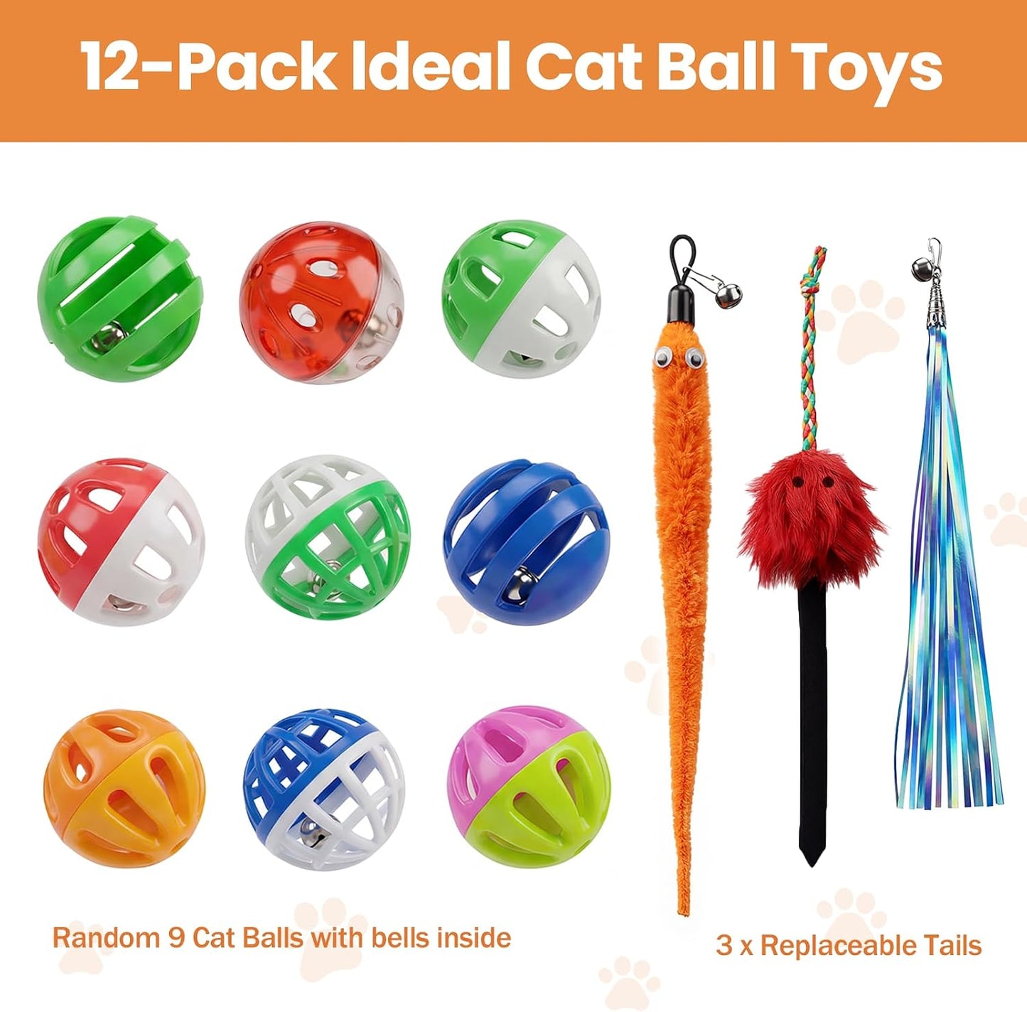 Pelotas interactivas para gatos 12uds con 3 colas reemplazables