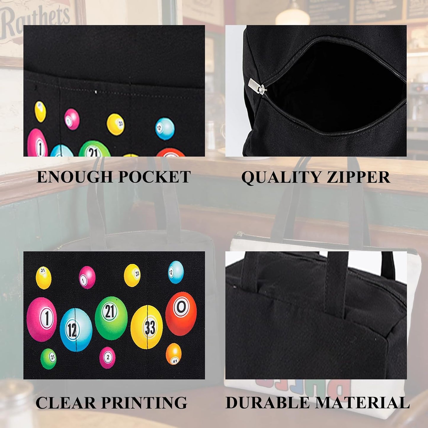 Bolsa bingo con bolsillos para Daubers y maquillaje