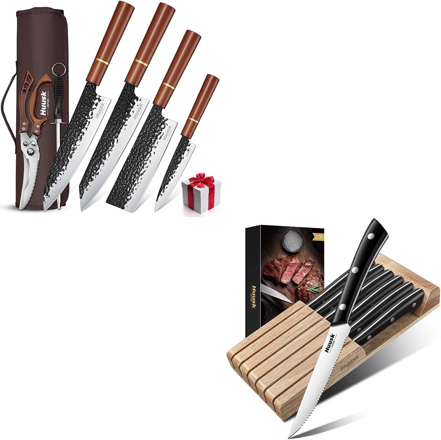 Set 6 Cuchillos Japoneses con Bloque y Cubiertas