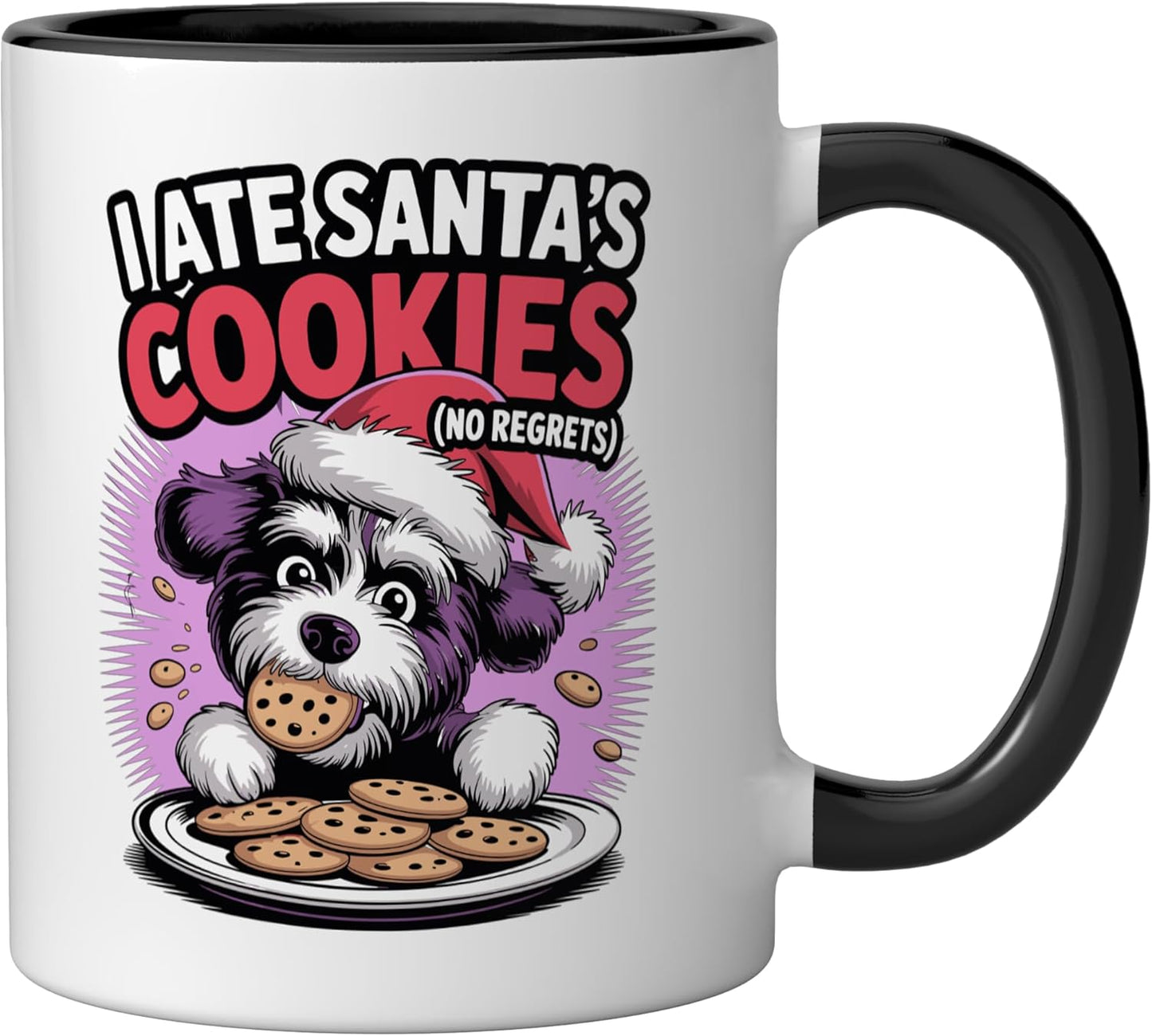 Taza cerámica para perro Shi-poo con galletas de Santa Xmas