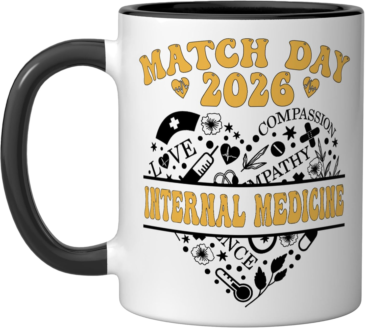 Taza de cerámica Match Day 2026 para hombre y mujer color negro y blanco