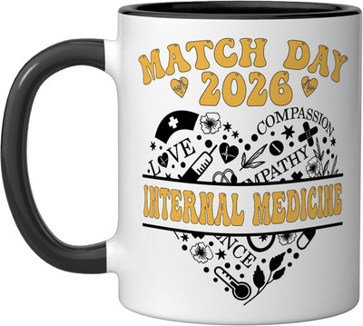Taza de cerámica Match Day 2026 para hombre y mujer color negro y blanco