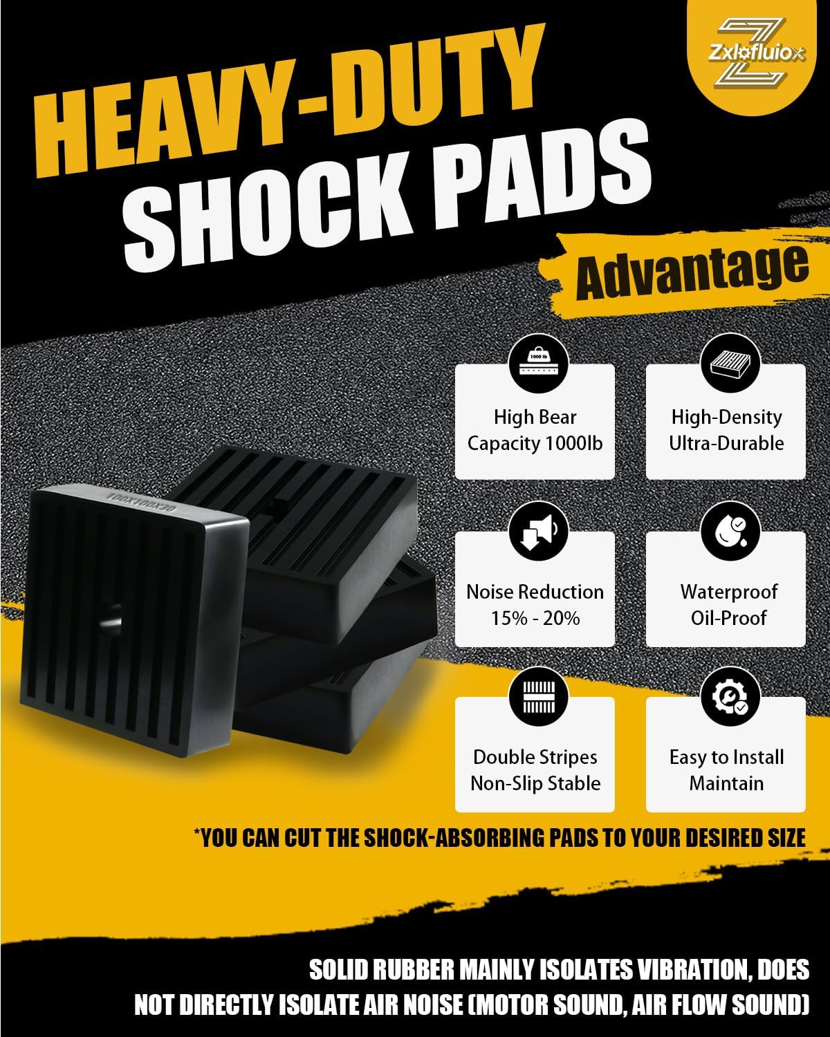 Pack 4 Almohadillas Choque Antivibración Goma 4x4pulg