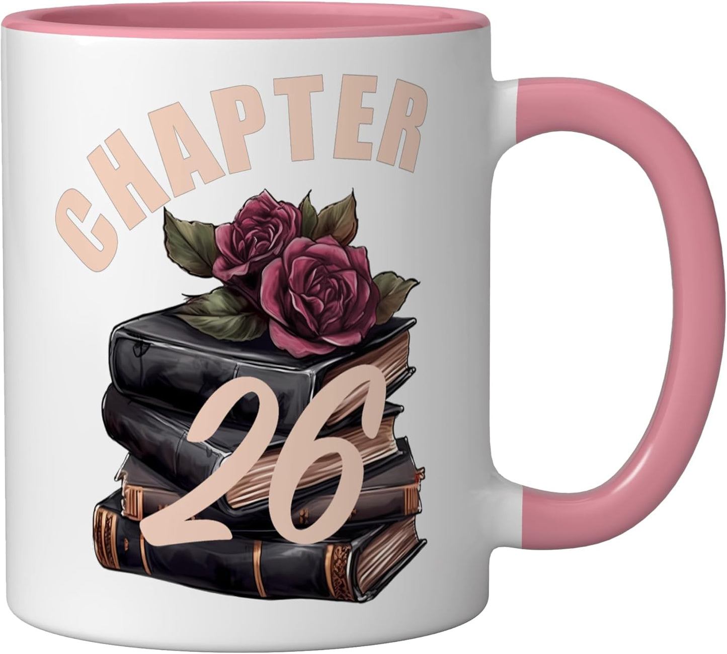 Taza de cerámica con texto «It's My Birthday» para mujer, diseño de libro, rosa y blanco