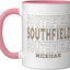 Taza Cerámica Vintage Southfield Michigan Rosa Blanco