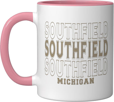 Taza Cerámica Vintage Southfield Michigan Rosa Blanco