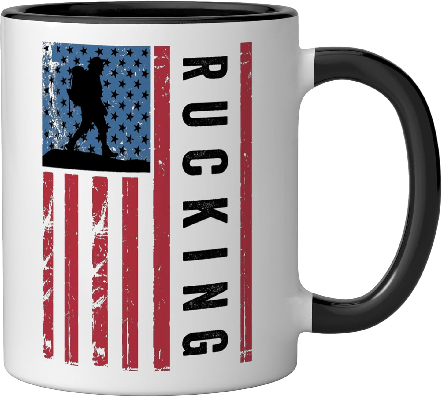 Taza cerámica rucking bandera americana vintage táctica negra/blanca
