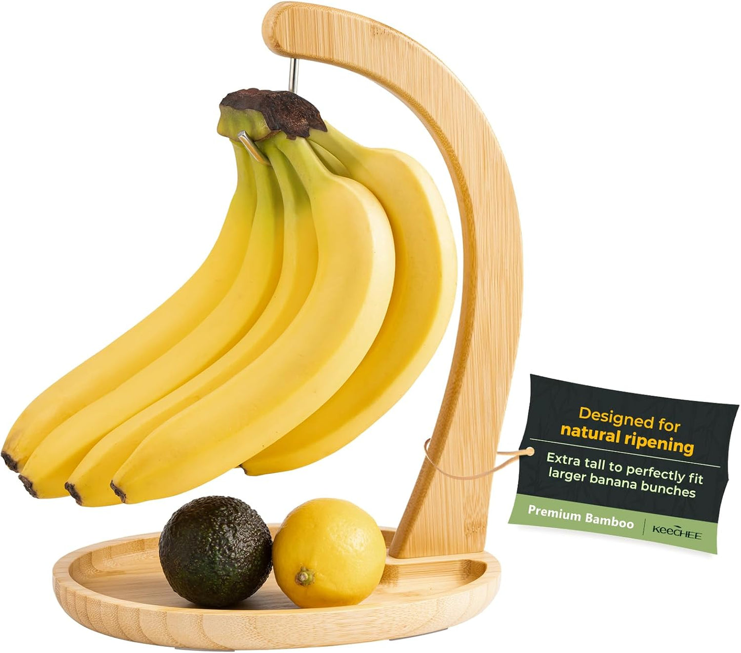 Soporte plátano bambú bandeja frutas 12.9pulg encimera cocina