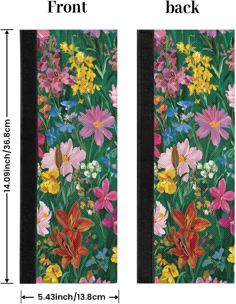 2 Pzas Fundas Manija Puerta Nevera Diseño Flores Retro Lavables