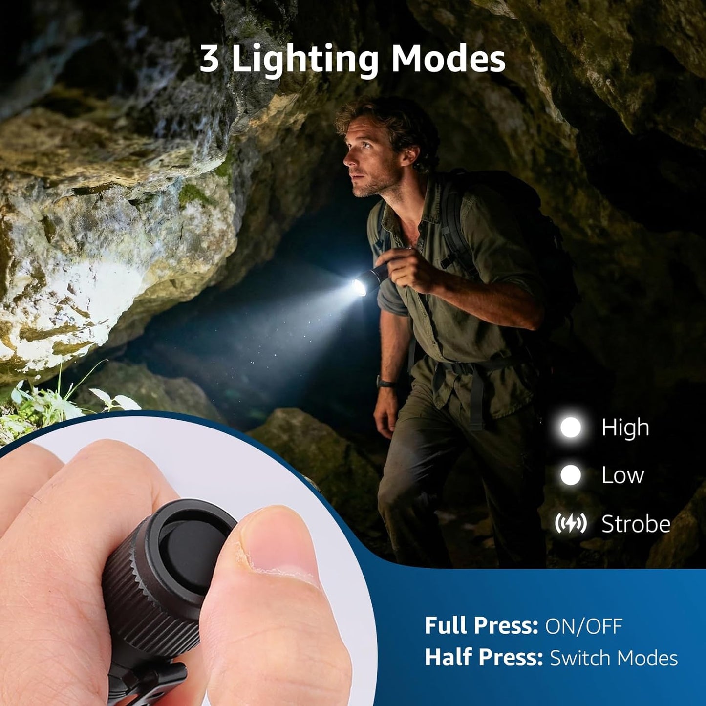 Linterna LED mini con clip impermeable 2 pack