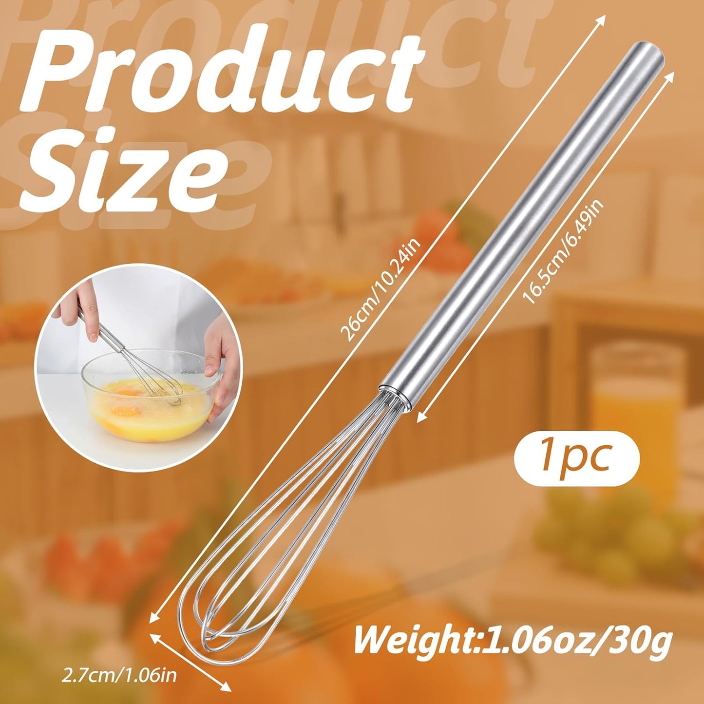 Batidor acero inox para mezclar huevos y harina