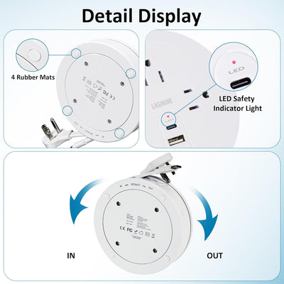 Extensor toma pared con estante 10en1 8 salidas CA 2 USB para hogar