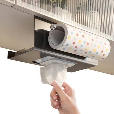 Soporte 2 en 1 para toallas de papel con dispensador de metal
