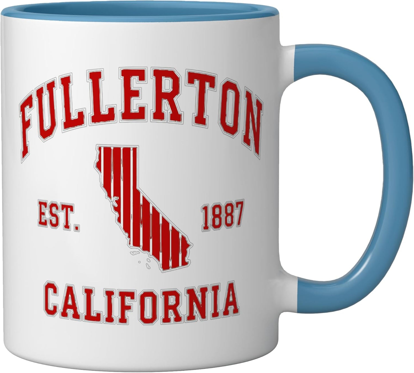 Taza cerámica Fullerton California Retro City Pride azul/blanco