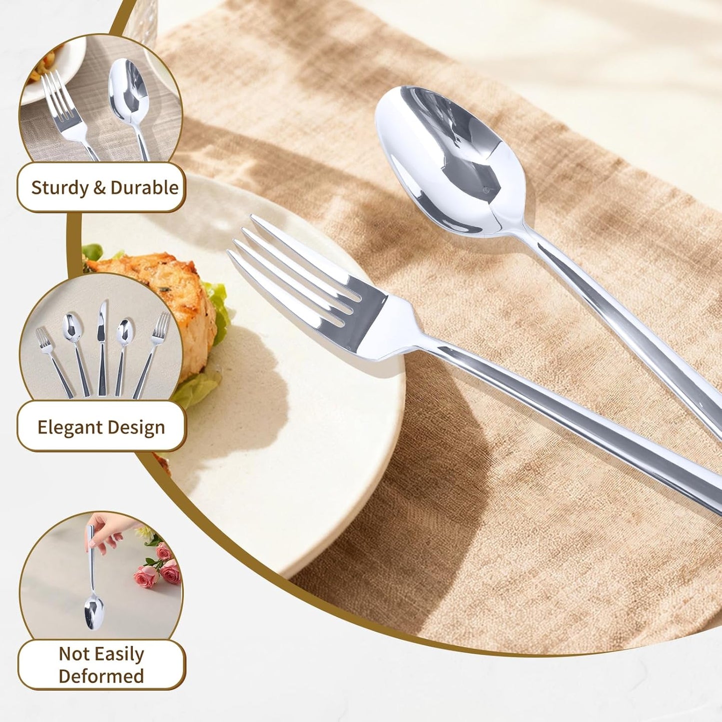 Set Cubiertos Acero Inox Pulido Hogar Cocina Hotel Boda