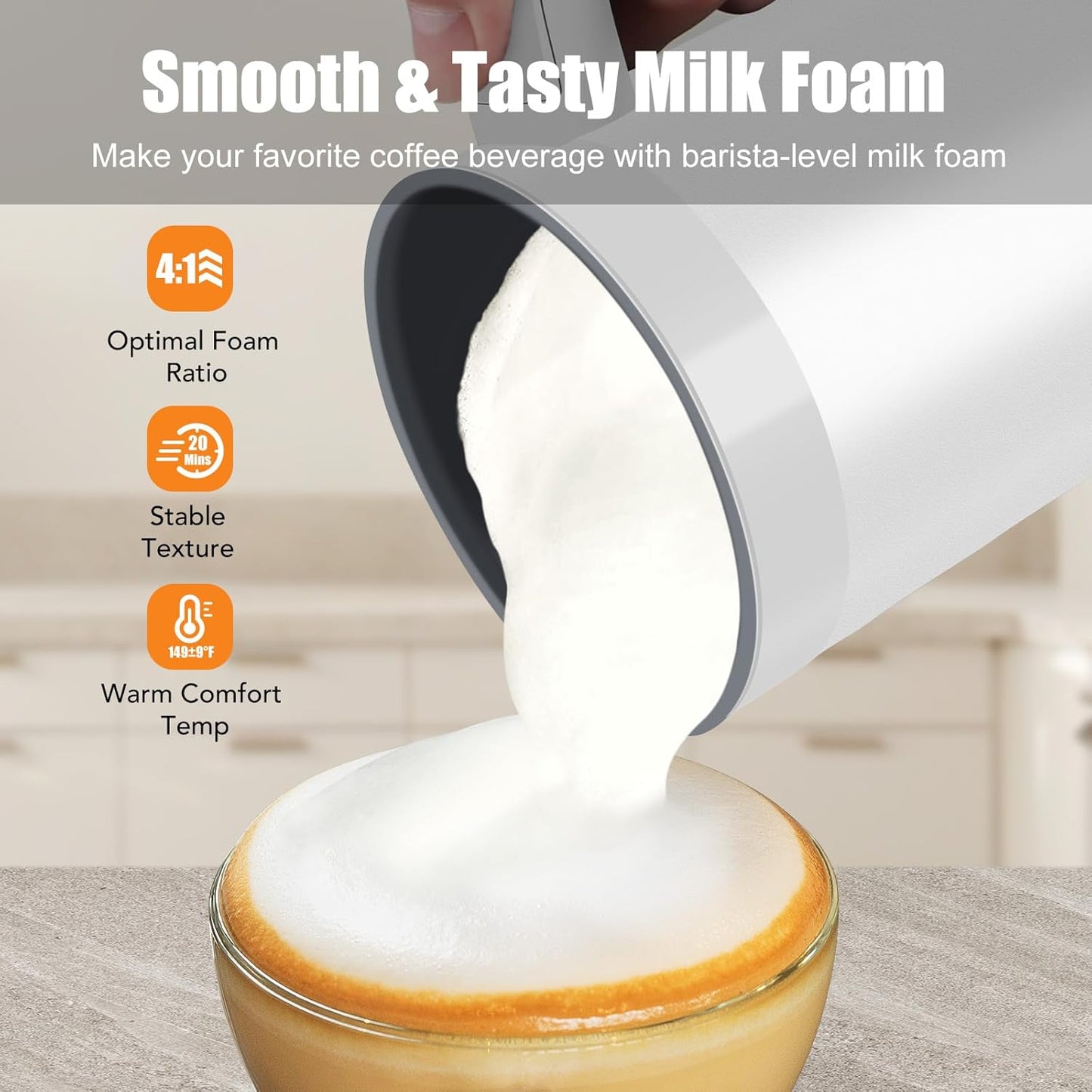 Espumador Leche 4en1 13.5oz para Café Latte Cappuccino