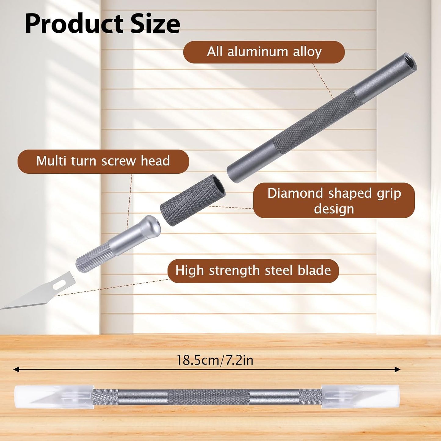 Cuchillo doble punta 15 cuchillas acero inox para masa madre
