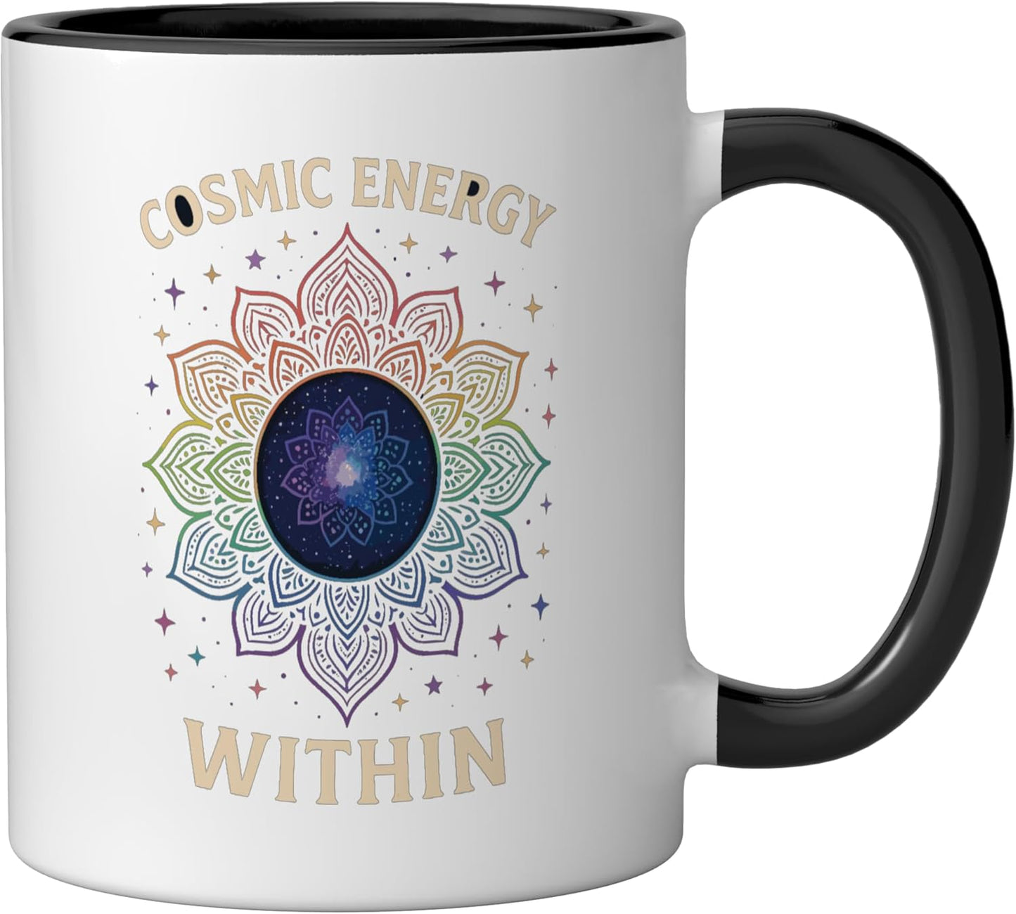 Taza cerámica mandala galaxia estrellas negro/blanco