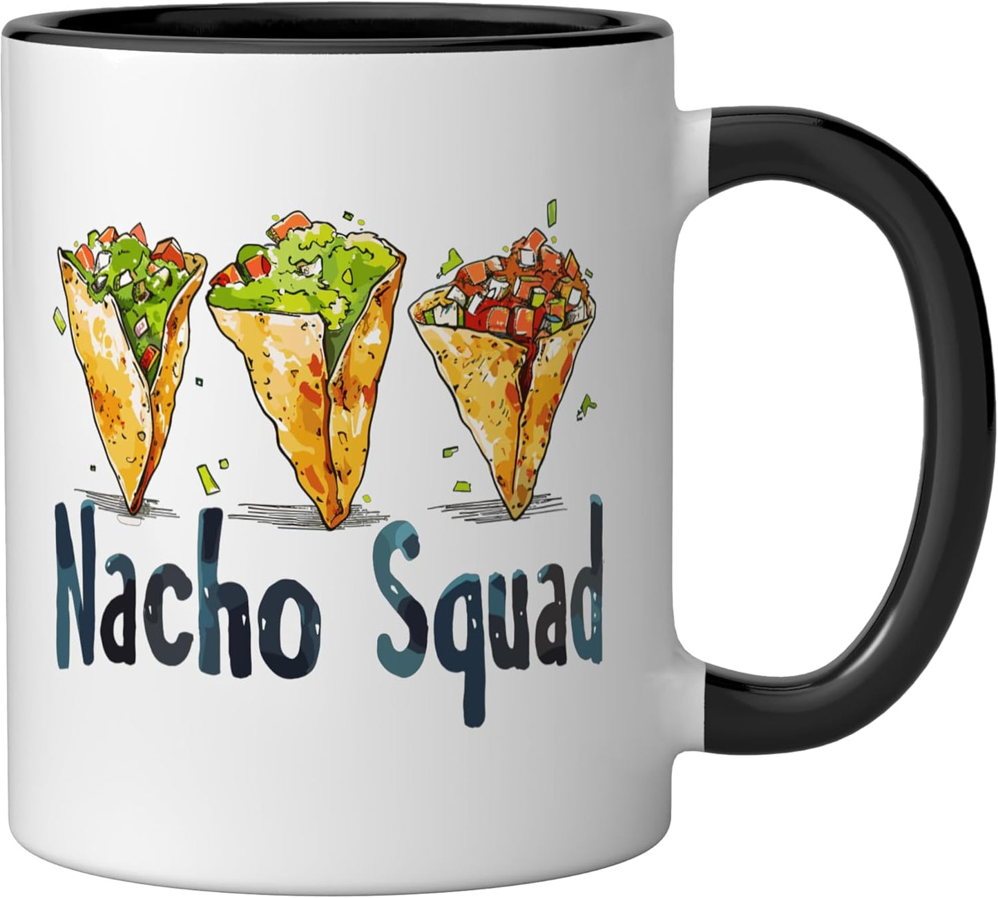 Taza cerámica Nacho Squad Stuff negra/blanca para nachos