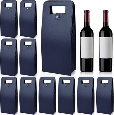 10 Bolsas Cuero para Botellas de Vino y Champán Azul