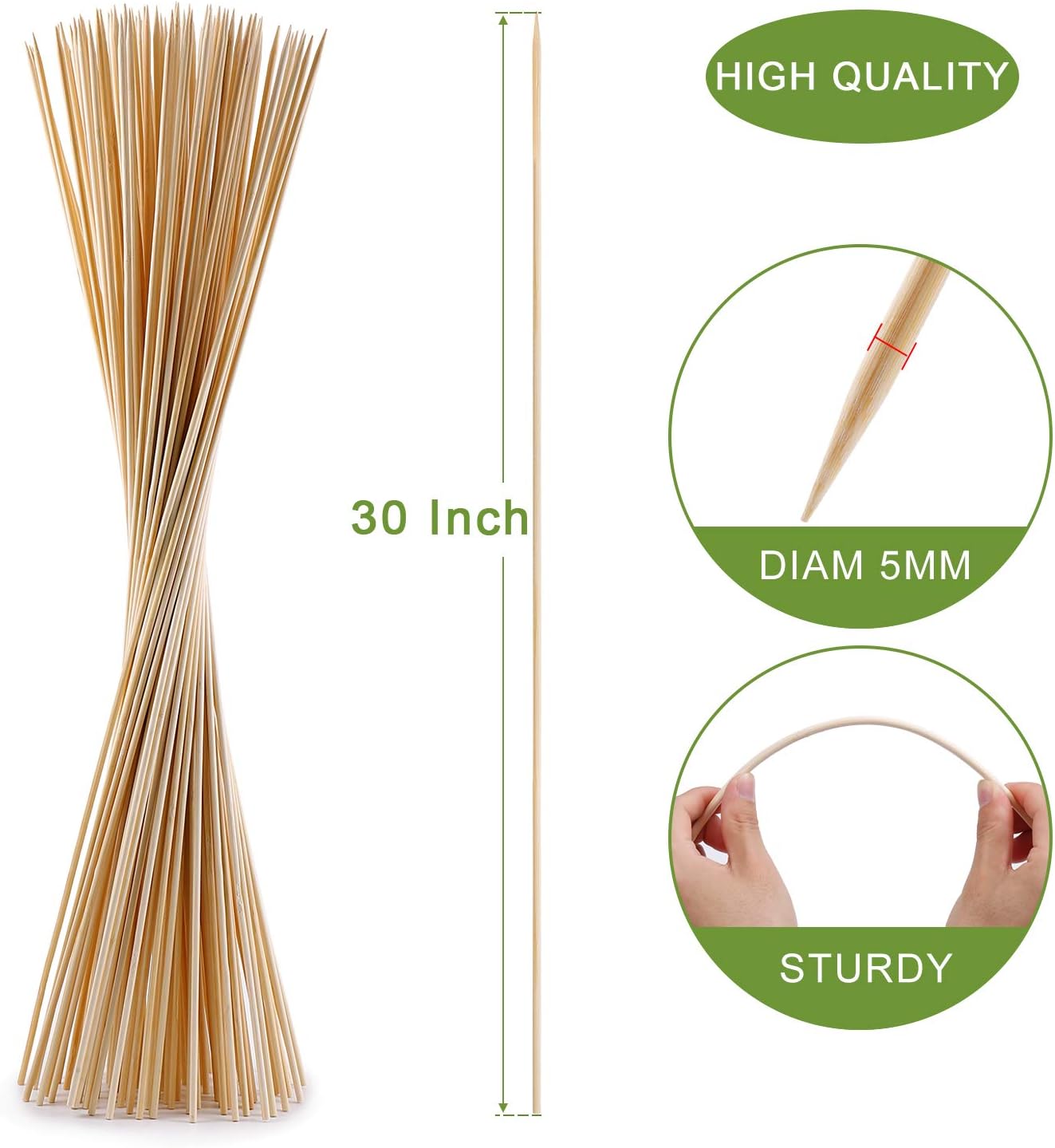 300 Palitos Bambú Asar Malvaviscos 30pulg Resistentes Hogueras