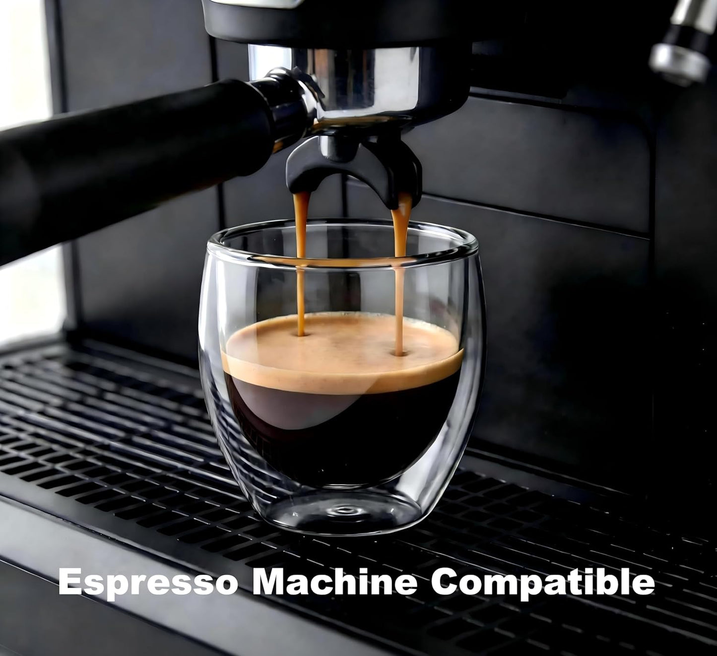Juego de 2 vasos de café expreso de doble pared transparente