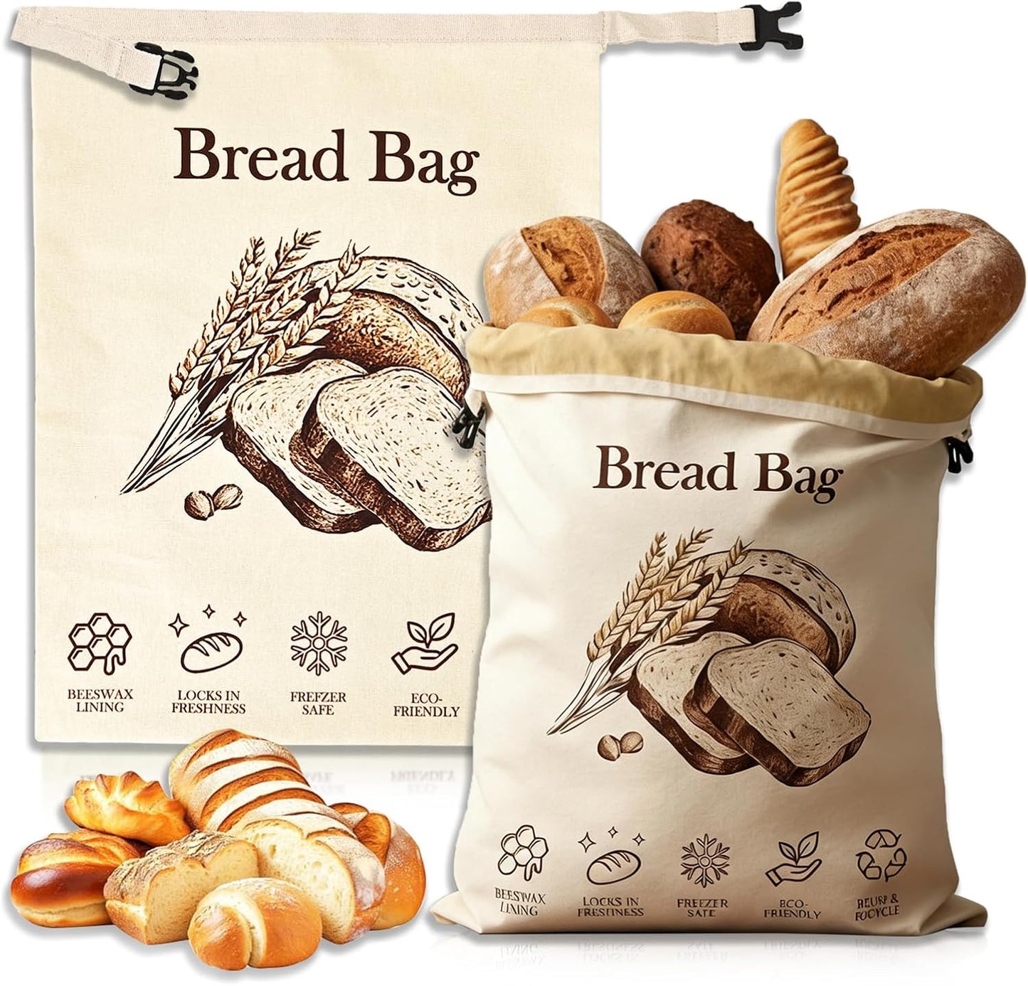 Bolsa de pan con cera de abejas 17 x 13 pulgadas ecológica reutilizable