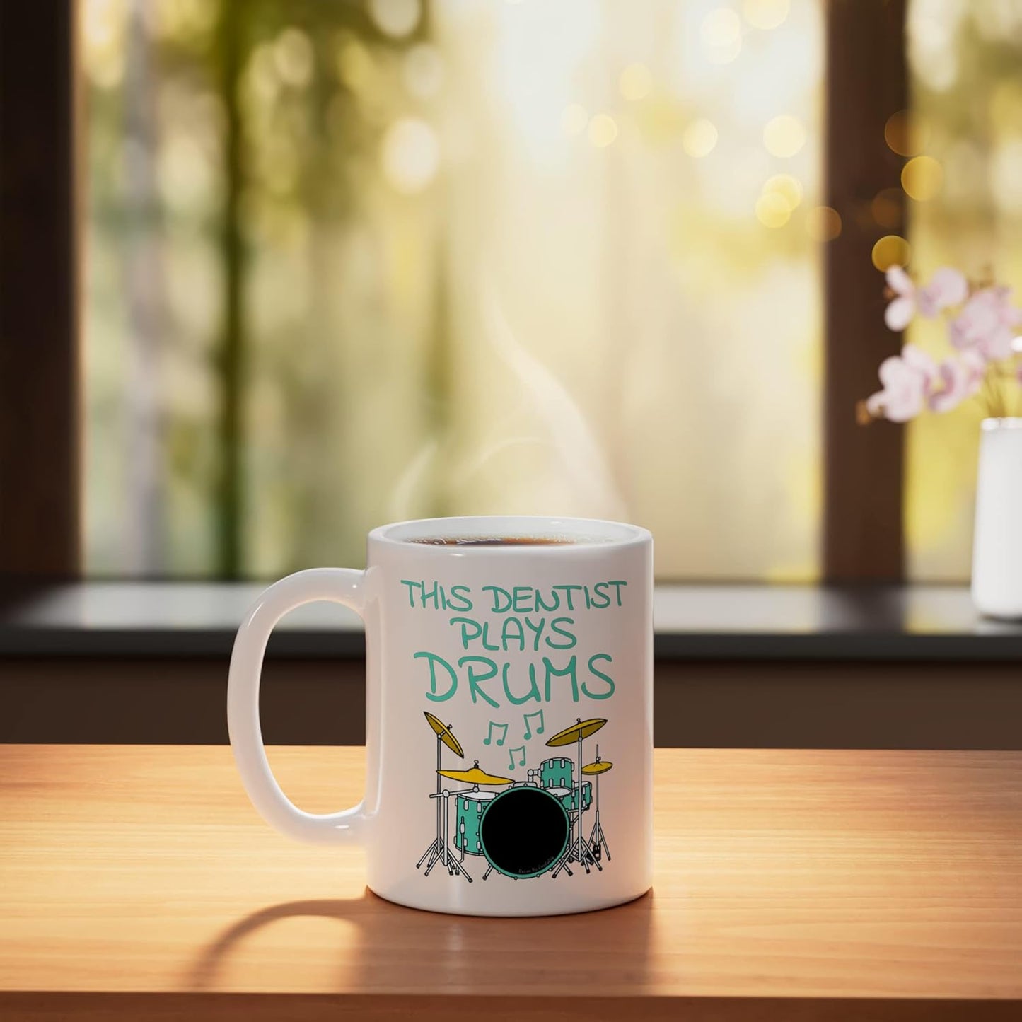 Taza de cerámica para músico dentista blanco