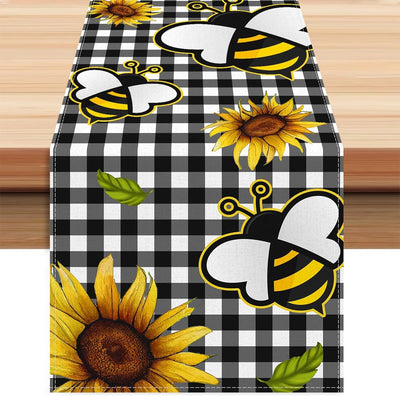 Camino mesa abeja girasol 13x72pulg cuadros búfalo decoración