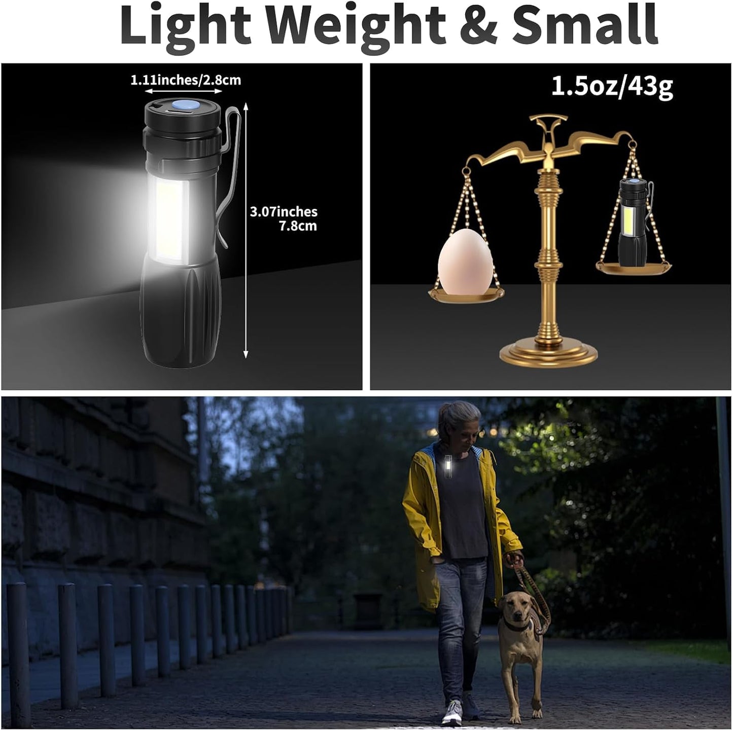 40 Linternas LED recargable con clip EDC para acampar