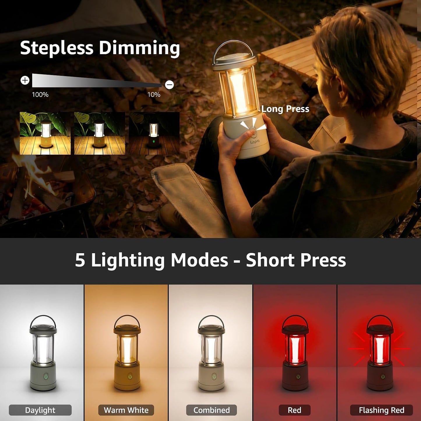 Linterna LED recargable 2000 lúmenes impermeable camping